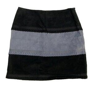 Luxe Eleven | Black & Blue Leather Skirt